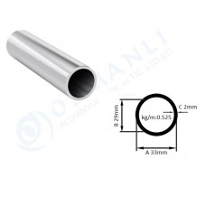 Alüminyum Boru Dış Çap 33mm X Et Kalınlık 2mm